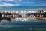 「技术流名教：华体会体育官网 走进教练观念迥异的打击实战课，学员可突飞猛进？」