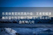 乐竞体育官网思路升级：王者荣耀速推阵容与拖后期运营阵容对博彩即时盘影响几何