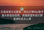 乐竞体育方式聚变：RNG打野Wei新手冒头即连创佳绩，英雄联盟年轻打野渐成队伍主心骨